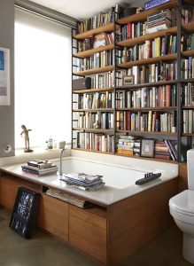 perfect bathroom library setup
