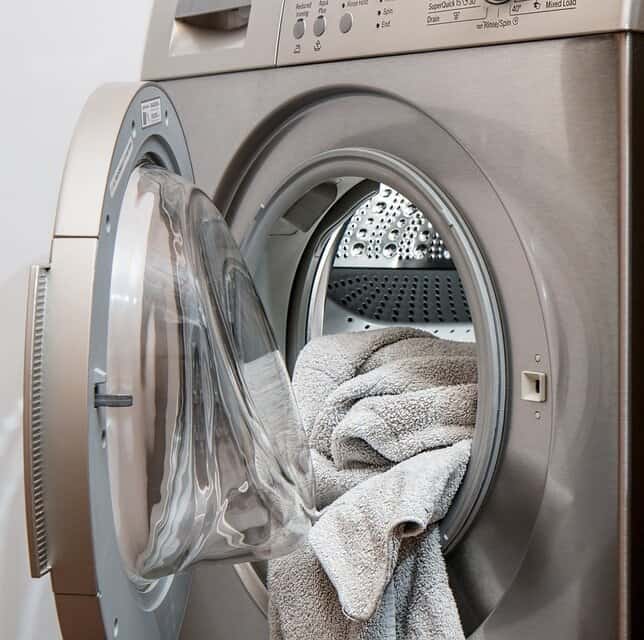 towels and washclothes in dryer